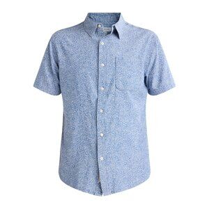 Men's Medium Blue Floral Patterned Casual Button Down Shirt, 100% Cotton